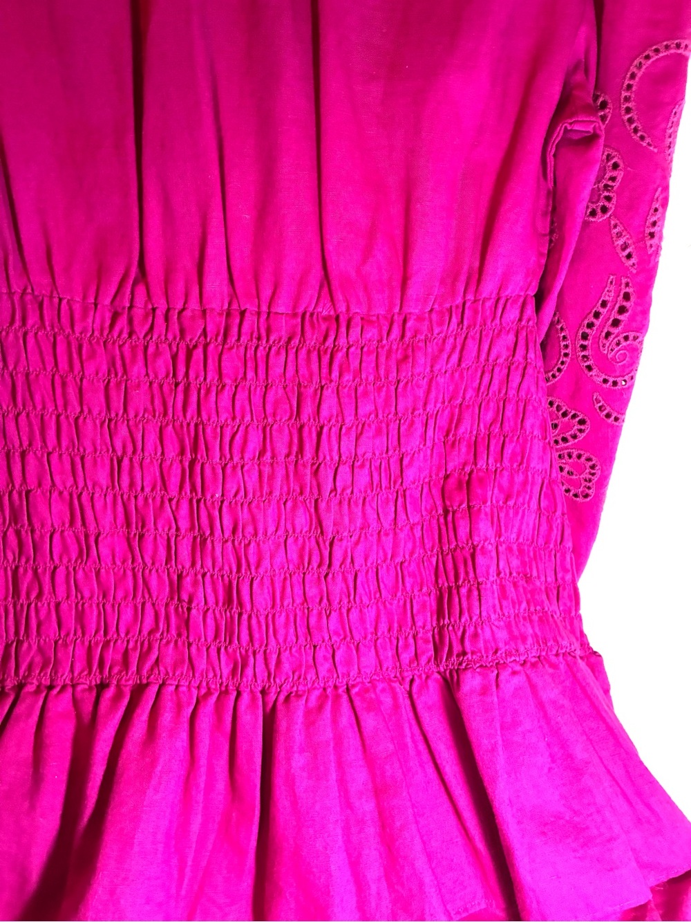 INC International Concepts Magenta Smocked V-Neck Puff Sleeve Dress Size Large - Picture 10 of 11